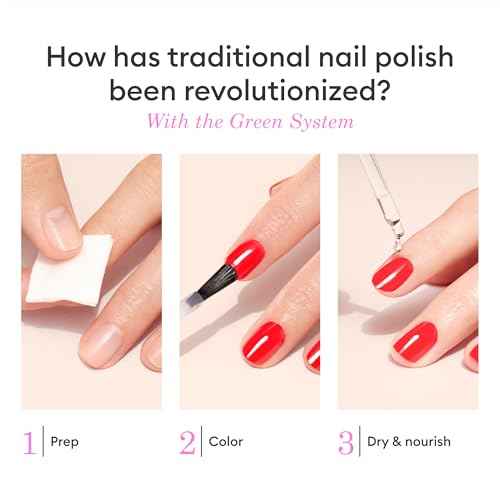 Manucurist Green¢â System Set with Plum - Professional Vegan Plant-Based Manicure Kit: 1 Degreaser, 1 Base Coat, 1 Nail Polish Dark Wine, 1 Top Coat, Dried Drops - Gifts for Women