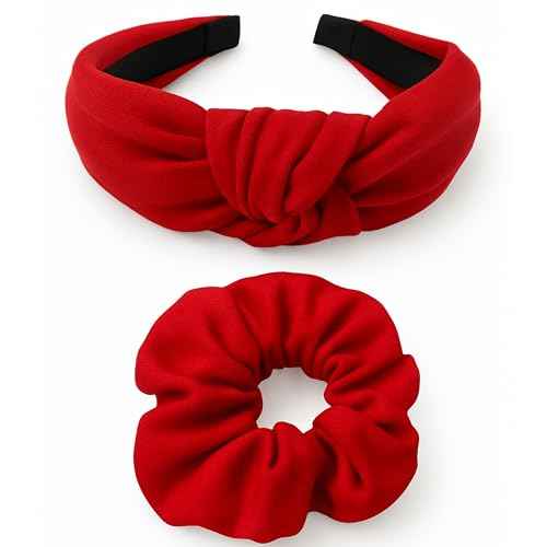 Red Headbands and Scrunchies for Women and Girls (Red Hairband)