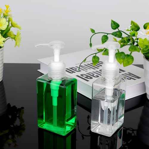 150ml (5.1oz) Pump Bottle Dispenser Jansburg 2 Pack Refillable Flat Square Plastic Lotion Dispenser Leakproof Empty Lotion Pump Bottle for Essential Oil Soap Lotion Shampoo Clear