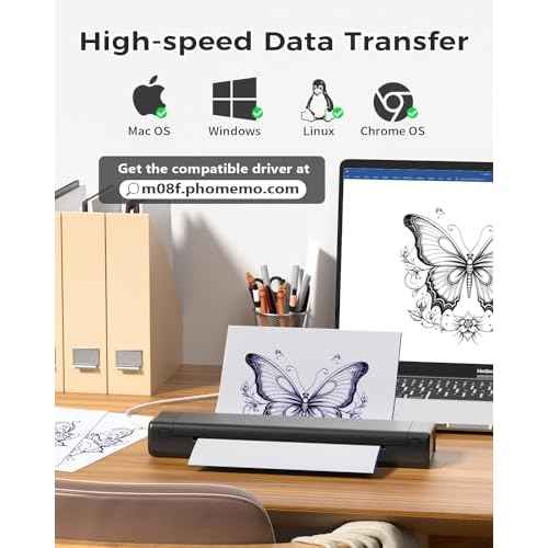 COLORWING M08F Tattoo Stencil Printer Bluetooth, Wireless Thermal Transfer Machine for Skin, Small A4 Paper (Black)