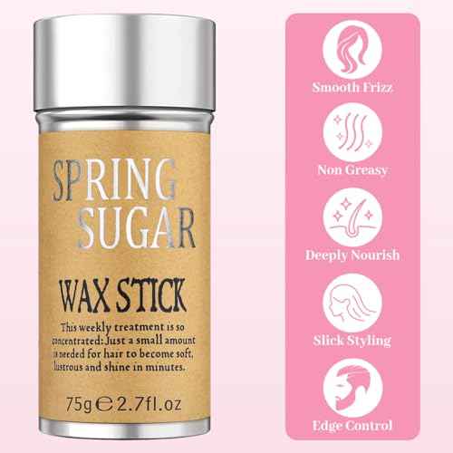 4 Packs Set Hair Wax Stick Slick Back Hair Edge Brush Pink Comb Wax Stick for Hair Flyaways, Styling Products Essentials Stuff for Women, Kids and Clean Girl