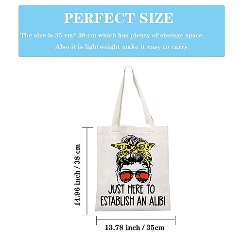 GJTIM True Crime Gift Seriel Killer Gift Just Here to Establish and Alibi Makeup Bag for Crime Show Fan(Alibi Tote)