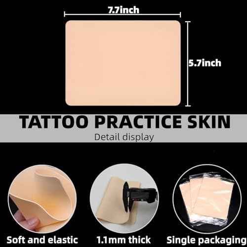 Tattoo Practice Skin Kit, 21-Piece Set Includes 10 Blank Permanent Makeup Tattoo Practice Fake Skins, 10 Transfer Papers, and 1 Transfer Cream, Suitable for Beginners and Experienced Tattoo Artists