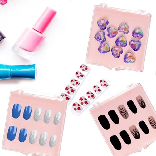 30 Sets Press on Nail Box Nail Display Case Artificial Nail Display Storage Box with 60 Pcs Adhesive Double Sided Tape Press On Nail Packaging for Nail Salon