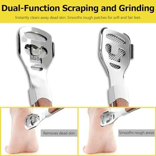 Foot Care Pedicure Callus Shaver with Wood Handle - Hard Skin Remover Including 10 Blades