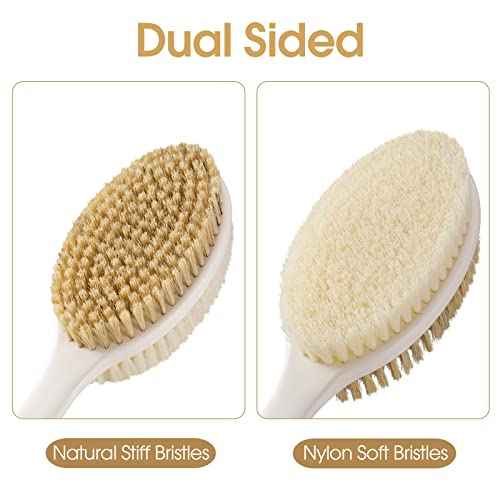 Back Scrubber Anti Slip for Shower,Shower Brush Long Handle with Stiff and Soft Bristles,Body Exfoliator for Bath or Dry Brush(Blue)