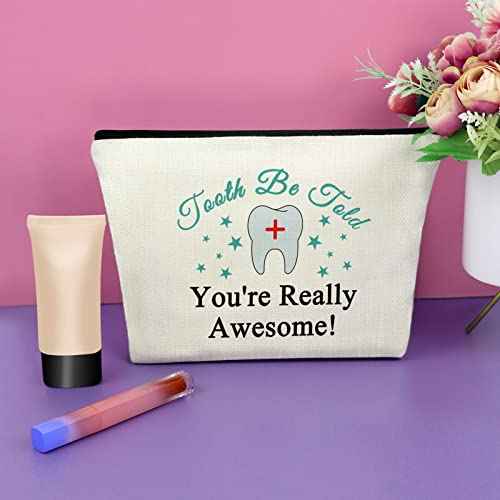 Sazuwu Dental Hygienist Gifts for Women Makeup Bag Dental Assistant Gift Dental Appreciation Gift Cosmetic Bag Graduation Gifts for Dentist Birthday Christmas Retirement Gift Travel Pouch