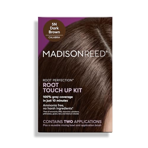 Madison Reed Root Perfection Permanent Root Touch Up, Dark Brown 5N Calabria, 10 Minutes for 100% Gray Root Coverage, Ammonia-Free Hair Dye, Two Applications
