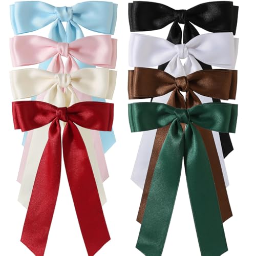 3PCS Big Red Hair Bows for Women Silky Satin Hair Ribbon Long Tail Bow for Hair Accessories Valentine's Day Mother's Day Gift for Romantic Parties Prom