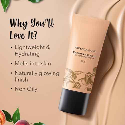 FACESCANADA Peaches n Cream Tinted Face Moisturizer | Lightweight Hydrating Formula with Natural Coverage & Radiant Glow | Blends Easily, Evens Skin Tone, Perfect for Daily Wear | 1.23 Oz (35g)