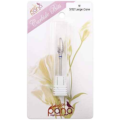 Pana 3/32" Safety Bit Nail Carbide Bit - For Electric Dremel Drill Machine (Medium, Large Cone - Silver)