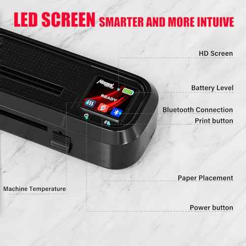 Neebol Tattoo Stencil Printer with LED Screen, Wireless Tattoo Printer Machine, 10pcs Stencil Paper, Bluetooth Portable Tattoo Machine for Artists & Beginners, Compatible with Smartphone & PC