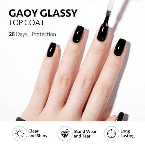 GAOY 2 Pcs 16ml No Wipe Gel Top Coat, Glassy Clear Gel Top Coat, High Gloss Finish for UV Light Cure Nail Polish