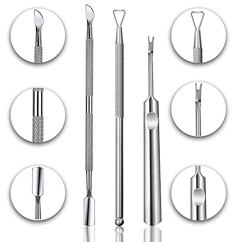 6 PCS Cuticle Pusher and Cutter Remover Stainless Nail Polish Peeler Scraper Durable Manicure and Pedicure Cleaner Tool - Professional & Durable