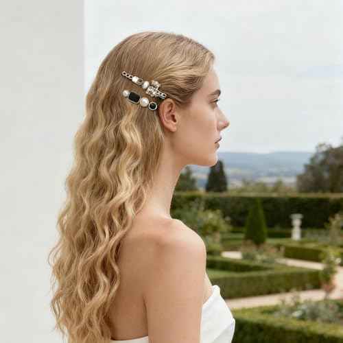 11 Pcs women's hair clip, black and white anti pearl acrylic resin Korean style fashionable hair clip set, suitable as a hair accessory decoration wedding gift for women and girls (pearl)