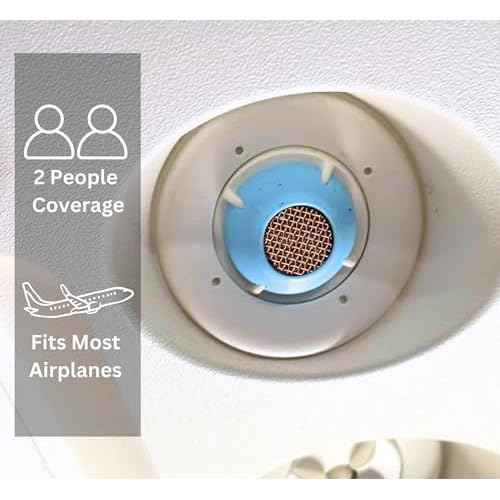 Popi Airplane Vent Cover Hygienic Silicone, Activated Carbon and Pure Copper, Slip On Design for 2 People, Fits All Airplanes