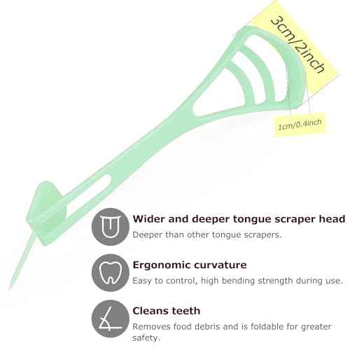 100 Counts Disposable Tongue Scraper with Dental Picks, Plastic Tongue Scrubber,BPA Free Tongue Cleaner Scrapers, Reduce Bad Breath and Fresh Breath(Green)
