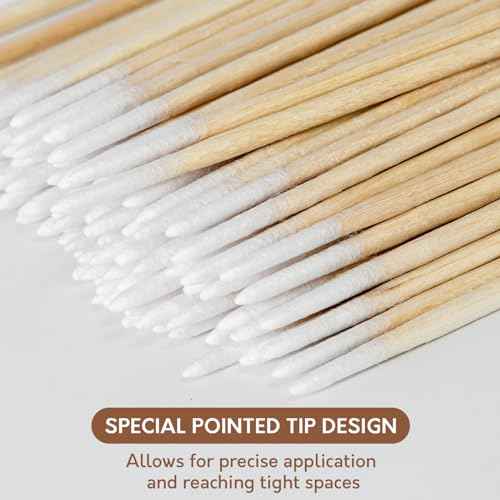 800PCS Pointed Cotton Swabs with Storage Case - 4 inch Microblading Precision Tip Cotton Swabs with Wooden Sticks - for Makeup, Tattoo Permanent Supplies