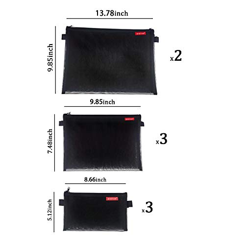 Mesh Cosmetic Bag Mesh Makeup Bag Set Nylon Bag With Zipper Toiletry Beauty Storage Bags Zipper Pouch Cosmetic Organizer Travel Accessories Kit Set Portable Storage, 8 PCS Black A