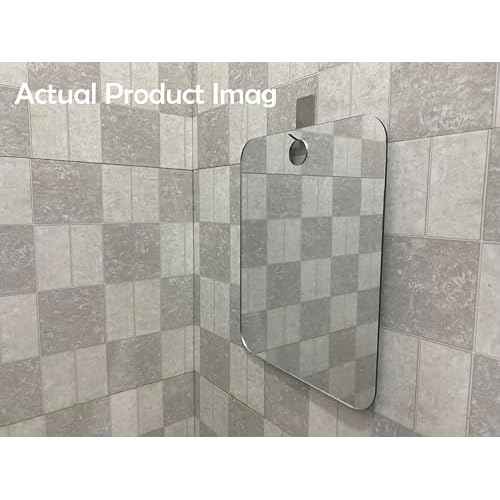 Large Shower Mirror,(Large 9.8 * 7.9in) Includes A Sticky Stainless Steel Hook, Portable Travel Makeup Mirror, Suitable for Wall Applications