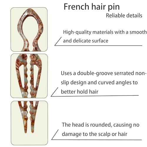 3PCS Prestige French Hair Pin for Women,French Hair Pin for Thin Thick Hair,Double-notch Locking Mechanism Anti-loosening Women Hair Accessories