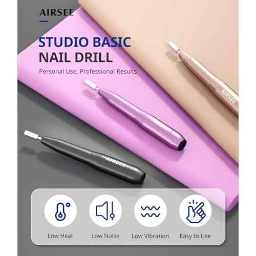 AIRSEE Studio Basic Electric Nail Drill, USB Portable Nail E File Machine for Professional Beginners, Manicure Pedicure Dremel Kit for Salon & Home Use , Purple