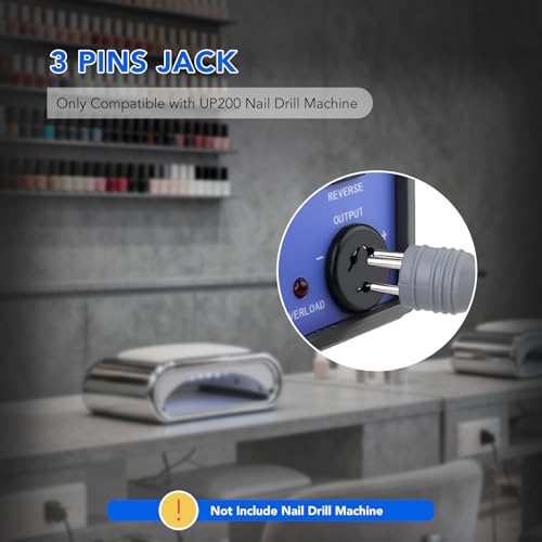 Nail Drill Handpiece for UP200 Machine, 35000RPM Professional Electric Nail File Machine Replacement 3 Pins for Manicure Art Tool, Low Noise and Smooth (Only Handpiece)