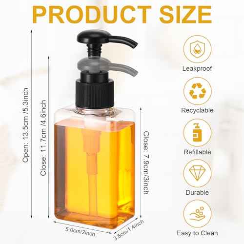 Domensi 24 Pcs 100ml /3.4 oz Pump Bottle Mini Travel Bottles Small Dispenser Containers Plastic Pump Lotion Dispenser Empty Square Travel Size Containers Toiletries (Black)
