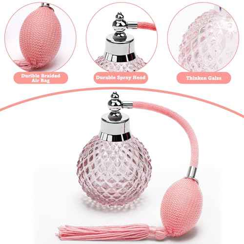 Coolrunner Crystal Art Vintage Style Refillable Perfume Atomizer Long Spray Bottle 100ml (Pink)