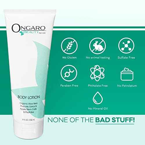 Ongaro Beauty Organic Body Lotion - Body Moisturizer Skin Lotion, Probiotic Lotion w/Aloe Vera, Cocoa Butter, Hyaluronic Acid, Shea Butter & Vitamin E, Lightweight, All Skin Types 8fl oz