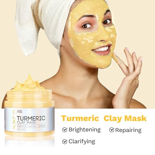 ANAI RUI Turmeric Clay Mask - Green Tea Clay Mask - Dead Sea Minerals Mud Mask, Spa Facial Mask Set, Face Mask Gift Set 2.5 oz each