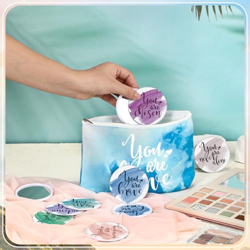 60 Pcs Employee Appreciation Gifts Inspirational Canvas Makeup Bags Compact Mirrors Bulk Cosmetic Bags Portable Mirror Thank You Gifts for Women Christmas Nurse Practitioner (Inspiration)