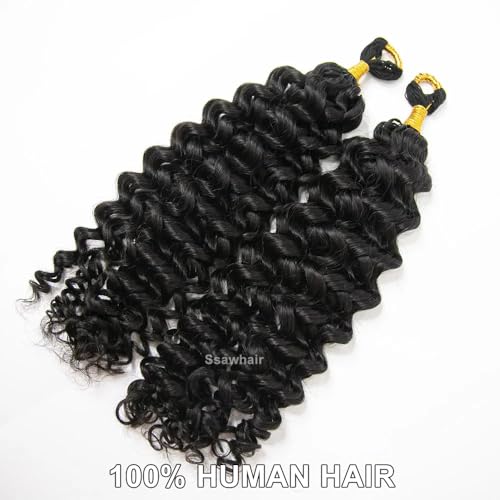 Spanish Curly Feather Crochet Boho Hair For Braiding Pre-Separated Water Wave Human Hair Long Cord Pre-Looped Reusable Feather Crochet Hair Extensions 16Inch 50g 60Strands