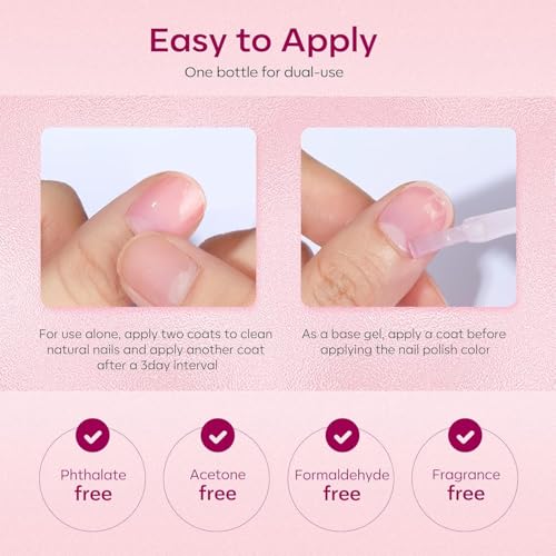 Modelones Nail Strengthener for Thin Nails and Growth, Treatment Repair Damaged Nails, Hardener Extra Strong Nail Care Quick Dry Base Coat Nail Polish, 0.5 oz, 1-Pack