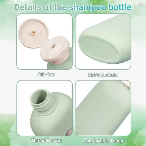 8.8 oz Plastic Travel Shampoo Bottles, Empty Plastic Squeeze Bottles with Flip Cap for Toiletries, Leakage-proof Travel Shampoo and Conditioner Bottles