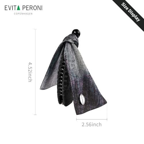 EVITA PERONI Banana Clip with Twistable Wings, Fabric Ponytail Holder Hair Clips for Thick Curly Hair Large Claw Clips Elegant Hair Accessories for Women, Silver Gray