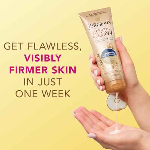 Jergens Natural Glow +Firming Self Tanner Body Lotion, Fair to Medium Skin Tone, Sunless Tanning Moisturizer with Collagen and Elastin. Helps to Visibly Reduce Cellulite, 7.5 Fl Oz