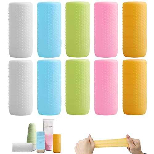 YUBIRD 10 PCS Silicone Bottle Sleeves for Travel Toiletries,Leak-Proof Covers,Cruise Essentials for Women and Men,Travel Must-Haves,Colorful Elastic Sleeves