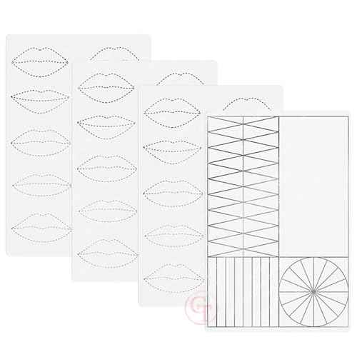 2PCS Doulbe Sides Silicone Practice Skin 1.5mm Thickness Permanent Makeup Tattoo Practice Pad for Eyebrow/Lip Practice (White Pad+Silver Line)