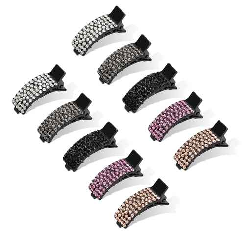 CWJCYTNSN 10 Pcs Small Hair Clips for Women Shiny Rhinestone Hair Clip for Styling Makeup Cute Clips for Hair Girls Non Slip Hair Accessories for Thin Thick Hair, Mixcolor