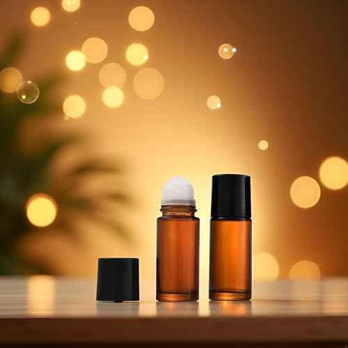 2 Pcs Clear Empty Glass Essential Oil Roller Bottles Vials Containers Refillable Roll-on Bottles with Funnel 30ML Refillable Cosmetic Containers Roller Balls for Essential Oils (Brown)