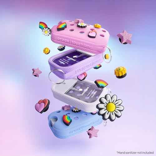 Touchland x Crocs Limited Edition Mist Case 1 Fl. OZ., Stylish Hand Sanitizer Spray Accessory, with 5 JibbitzTM Charms and Keyring, Pixie Lavender Color