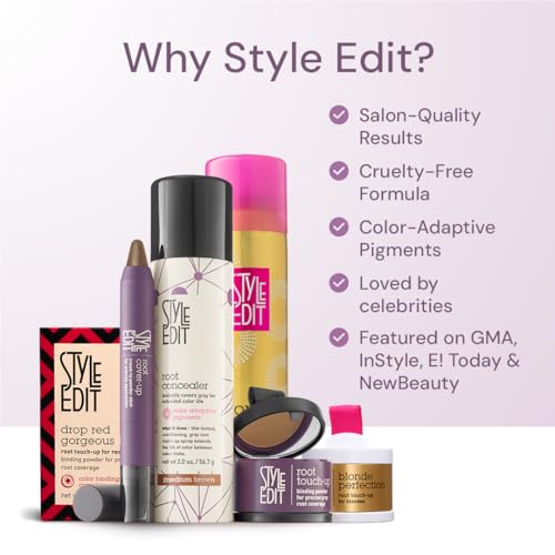 Root Touch Up Powder by Style Edit | Medium Brown Hair Color Coverage for Grays and Roots | Mineral-Infused Binding Hairline Concealer | 0.13 oz. Tub