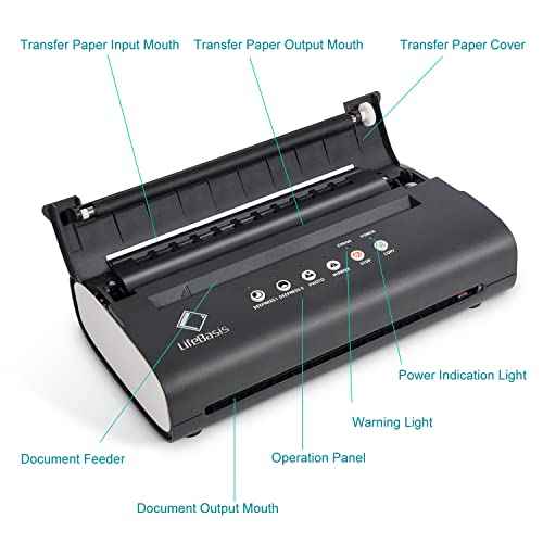LifeBasis Tattoo Transfer Stencil Machine Thermal Copier Kit Tattoo Printer with 20pcs Tattoo Stencil Transfer Paper for Men Women, Upgraded Version MT200