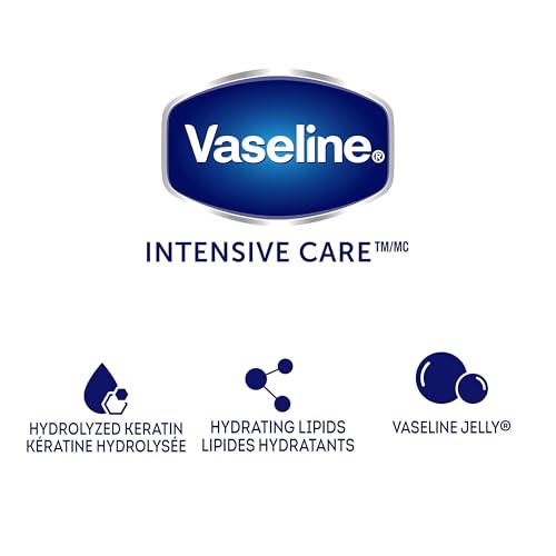 Vaseline Lotion, Healthy Hands Stronger Nails with Keratin 3-Pack ? Intensive Care Hand Lotion with Petroleum Jelly, 3.4 Oz Ea