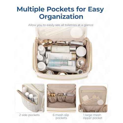 BAGSMART Travel Toiletry Bag, Large Wide-open Travel Bag for Toiletries, Makeup Cosmetic Travel Bag with Handle-Black