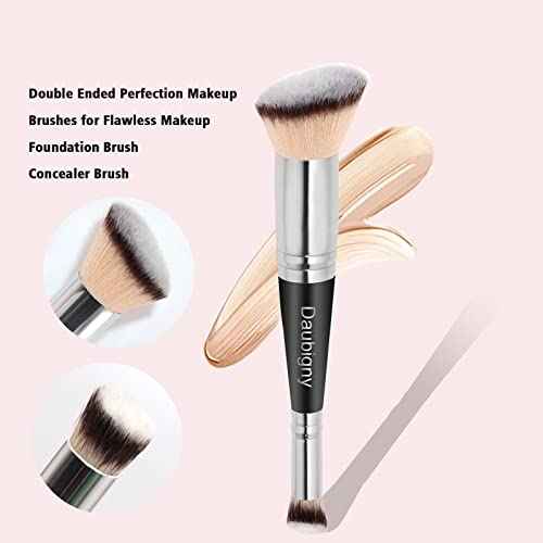 Daubigny Makeup Brushes Dual-ended Foundation Brush Concealer Brush Perfect for Any Look Premium Luxe Hair Rounded Taperd Flawless Brush Ideal for Liquid, Cream, Powder,Blending,Concealer(Angled)