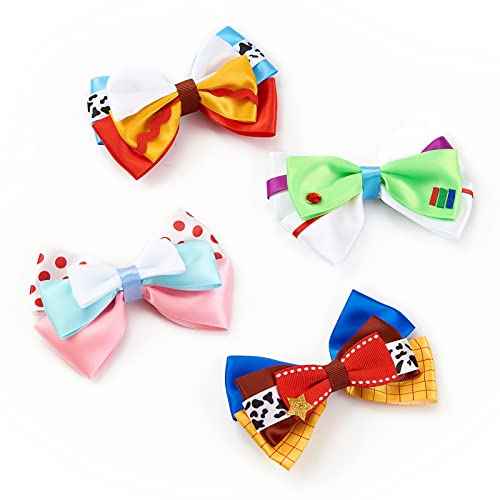 4 Inch Little Girls Hair Bow Clips 4Pcs Cartoon Toy Dress Up Hair Accessories Birthday Party Decorations Gift