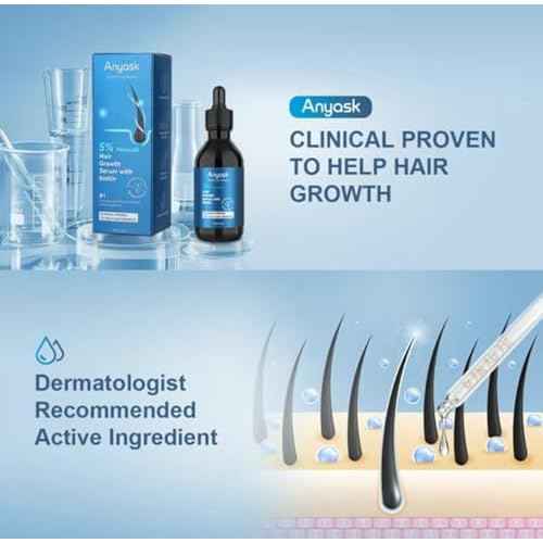 Anyash 5% Minoxidil Hair Growth Oil For Men and Women, Biotin Infused Serum For Hair Regrowth and Thinning, Natural Treatment for Thicker, Longer, Fuller, Healthier Hair, 60ml