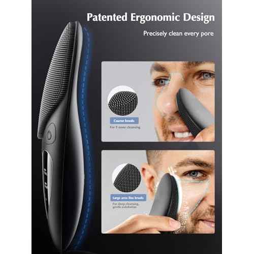 COSLUS Face Scrubber Facial Cleansing Brush: Silicone Portable Waterproof Rechargeable Face Wash Brush, 4 Cleansing Modes, Electric Face Exfoliator for Men Women Cleaning, Exfoliating, Massaging